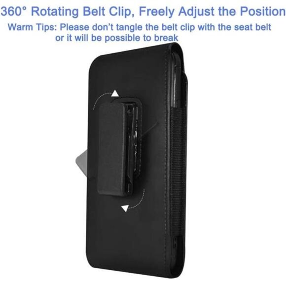 PU Leather Swivel Clip Case Cell Phone Holster Rotating Belt Clip Pouch Holder - Picture 3 of 8